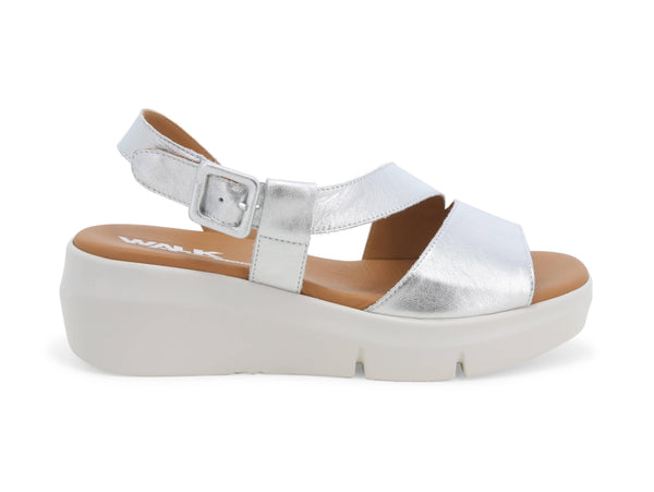 Melluso Sandali Comfort con Zeppa Tomaia Pelle Metallizzata Argento R80424-225169